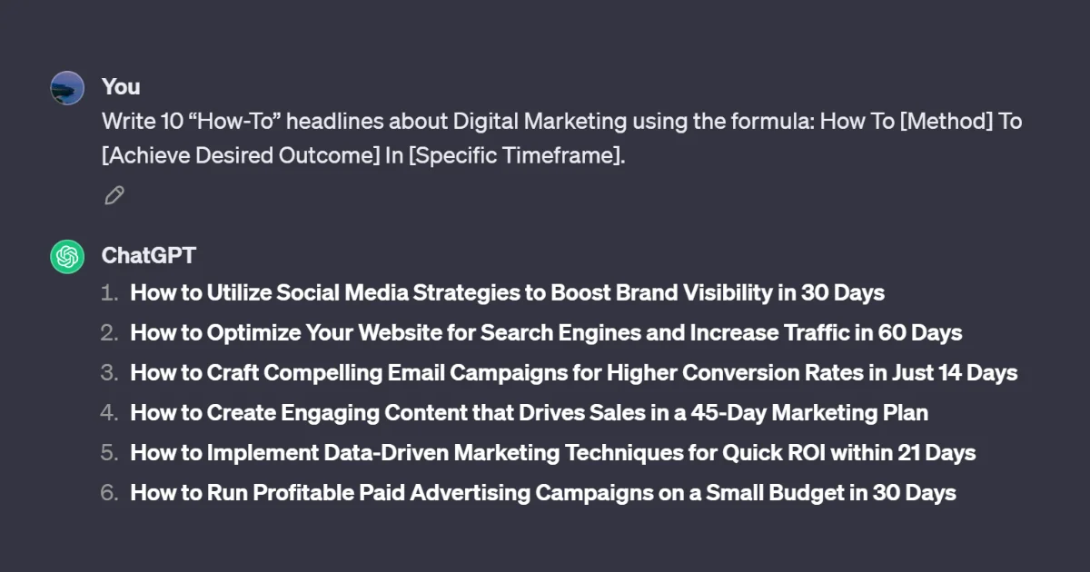 How To headline ChatGPT Prompt