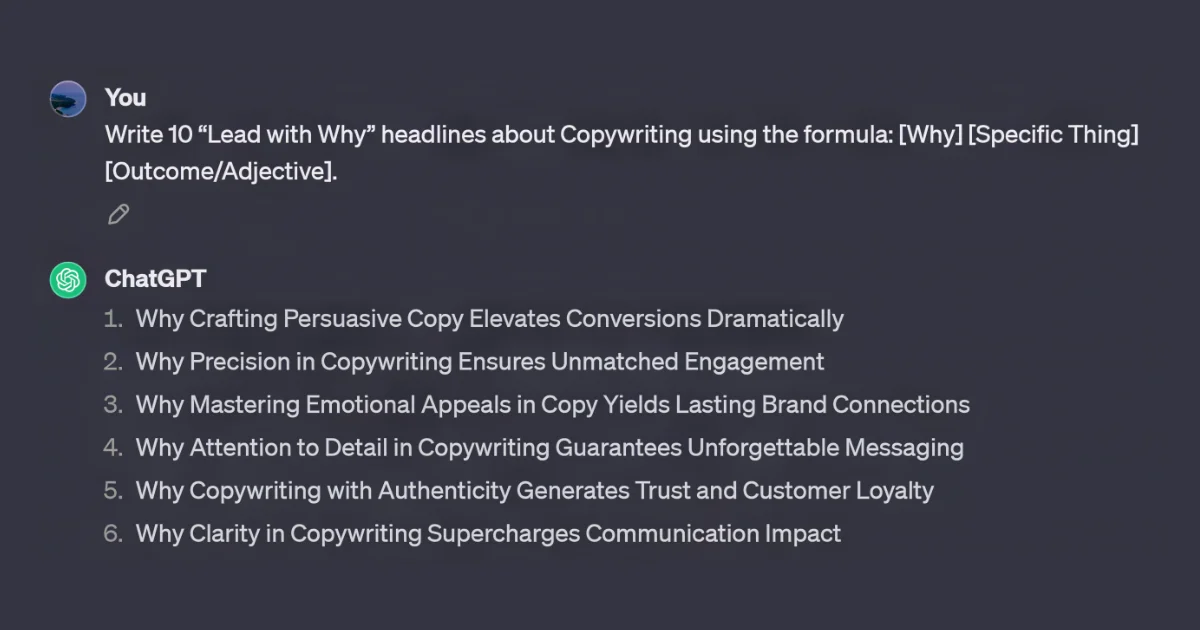 Lead With Why Headlines ChatGPT