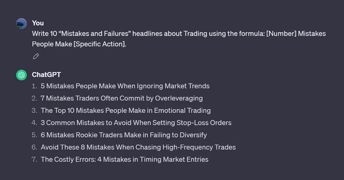 Mistakes and Failures ChatGPT Prompt
