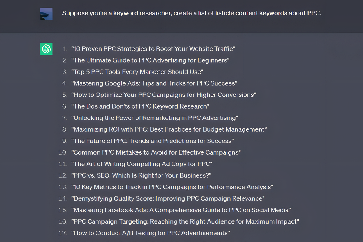 ChatGPT Listicle Keywords