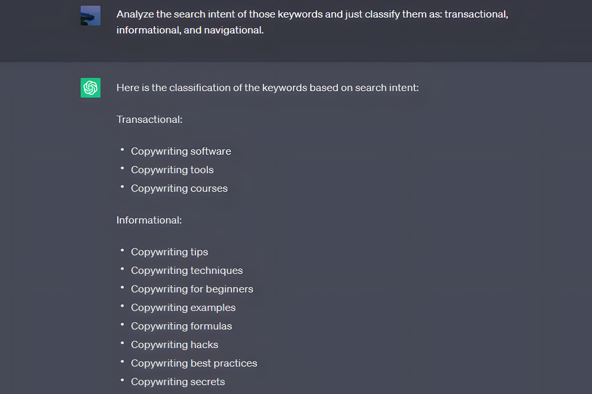ChatGPT Search Intent List